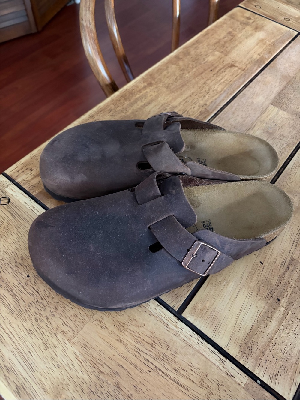 Birkenstock Men's Suede Slip-On Clogs in Dark Brown